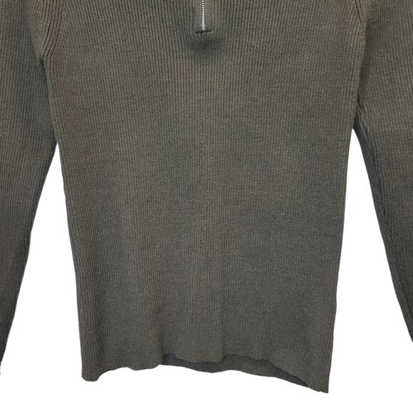 NWT Fashion Women's Quarter Zip Pullover Turtleneck Dark Green Sweater S - Picture 3 of 13